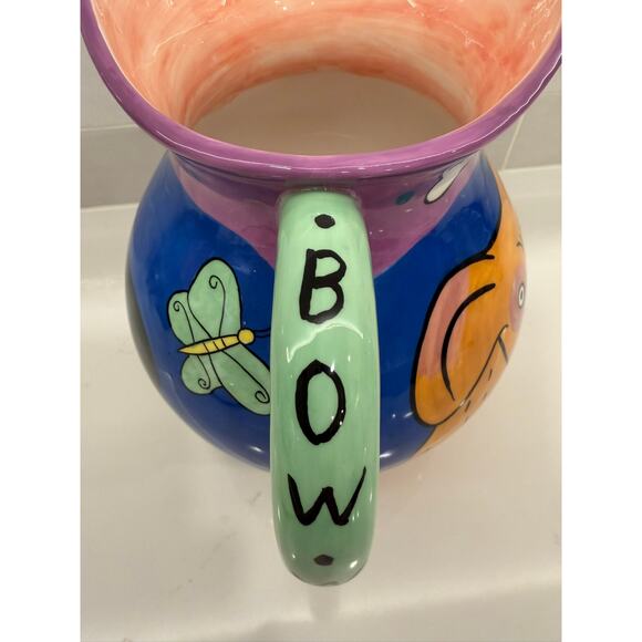 Happy Dog and  Cat by Karen Gelff Dog Pitcher Hand painted - Picture 9 of 9